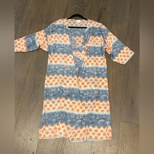 LuLaRoe Women's Orange and Blue Patterned kimono